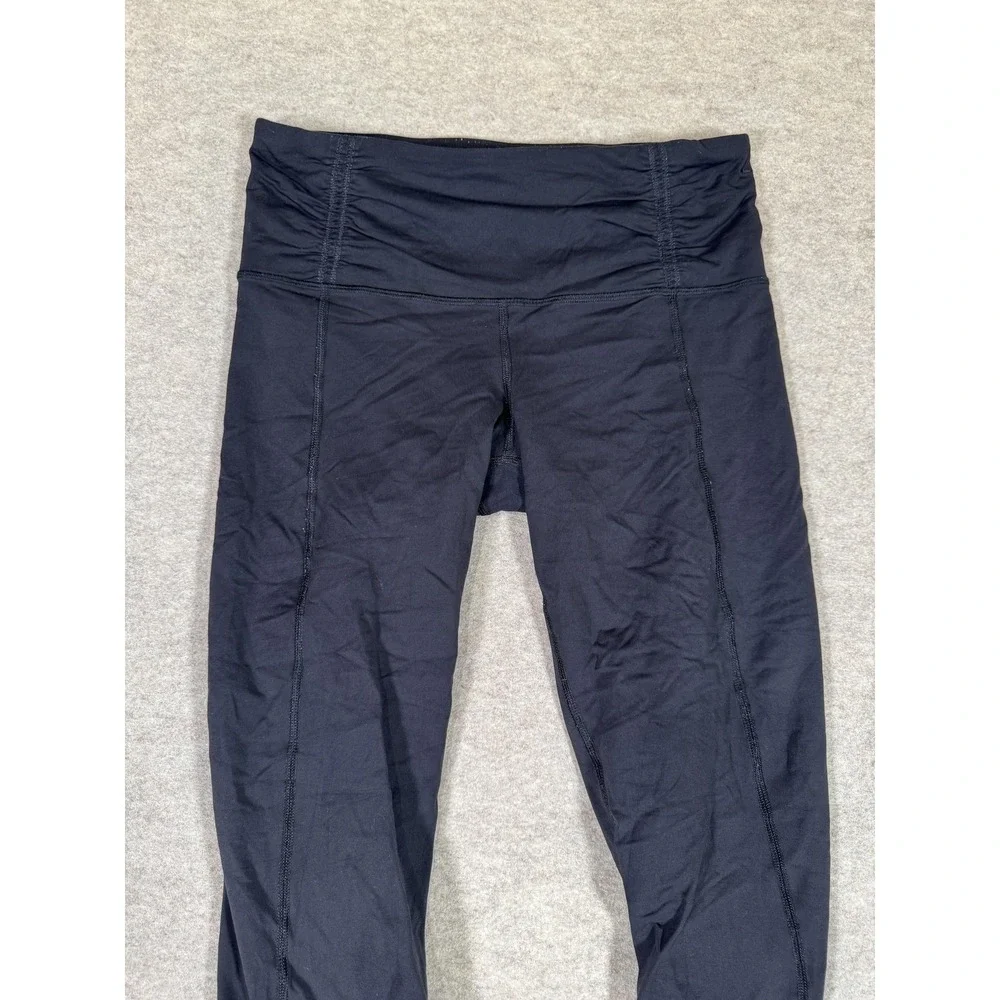 Lululemon‎ Leggings Womens 6 Black Capri Ruched Zip Pocket Yoga Athletic Gym